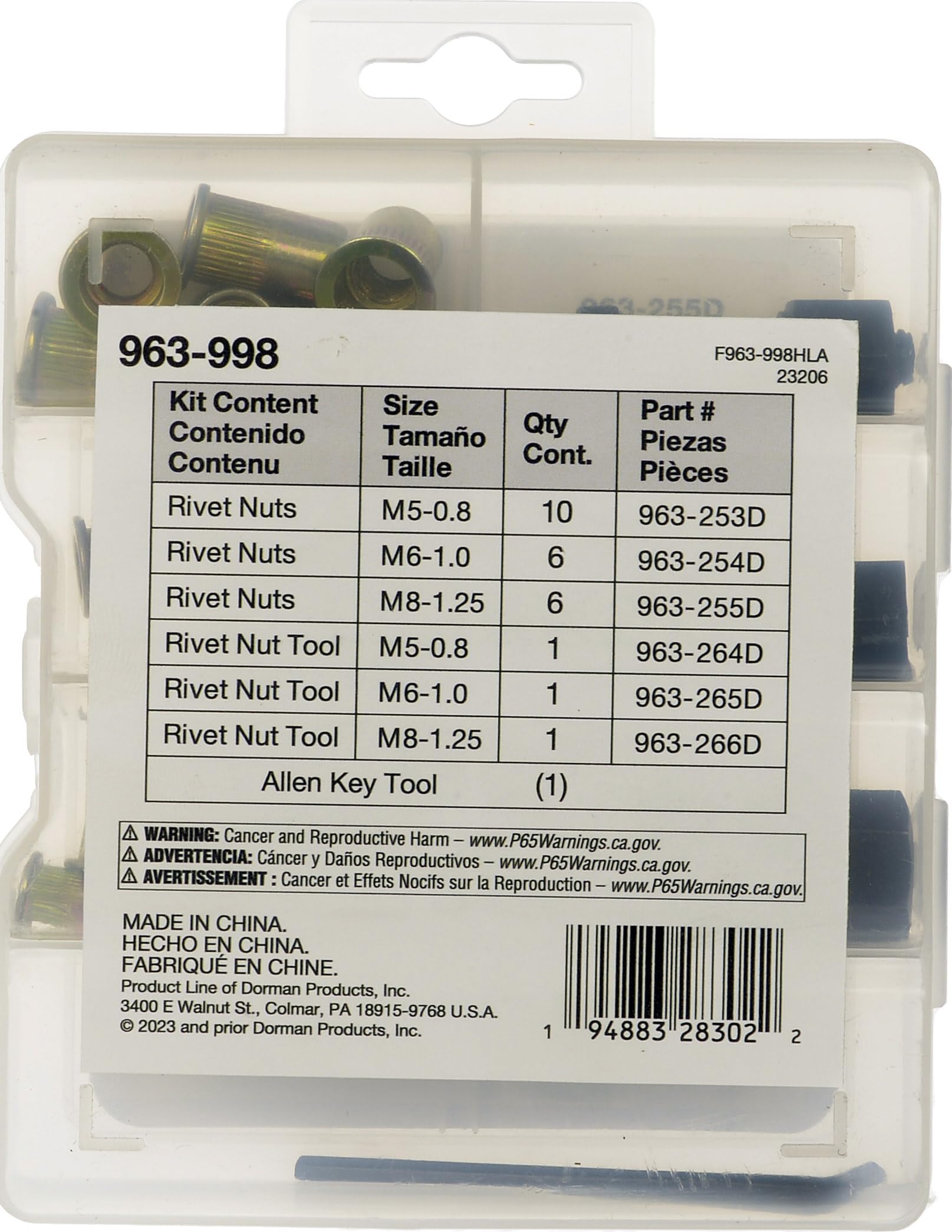 Amazon.com: Dorman 963-998 Rivet Nuts and Hand Tool Kit - Metric
